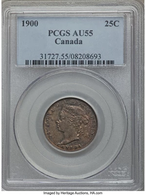 image for: Victoria 25 Cents 1900 AU55 PCGS