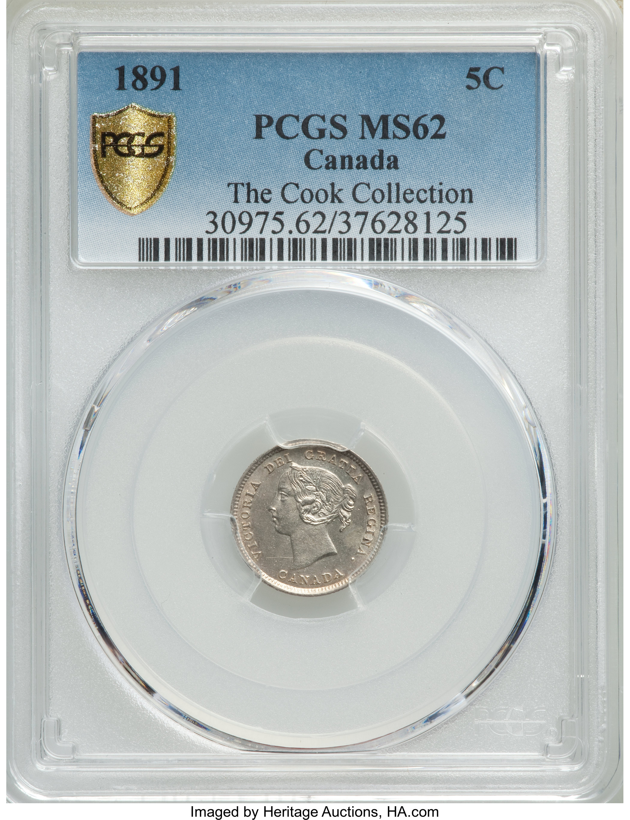 image for: Victoria 5 Cents 1891 MS62 PCGS