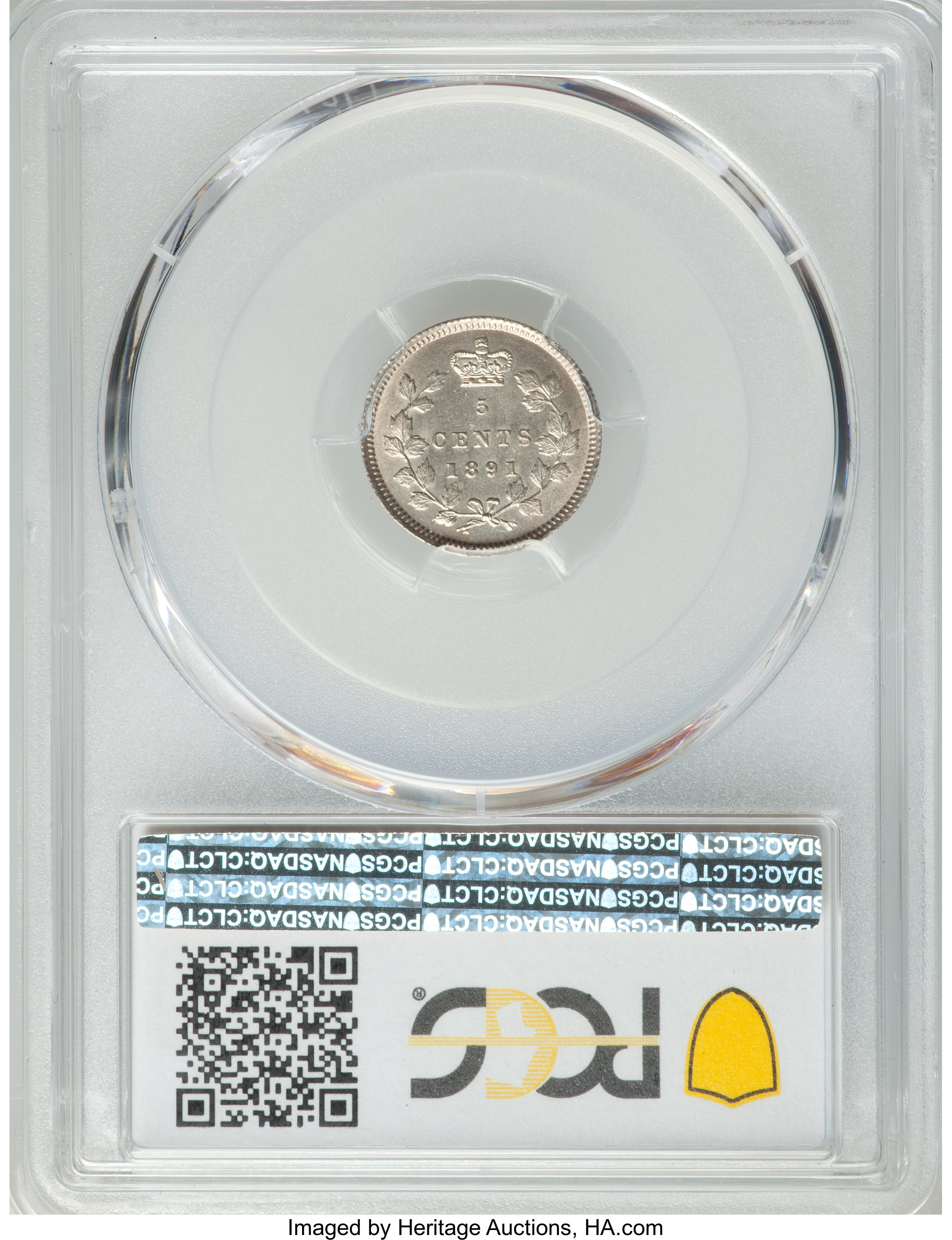 image for: Victoria 5 Cents 1891 MS62 PCGS