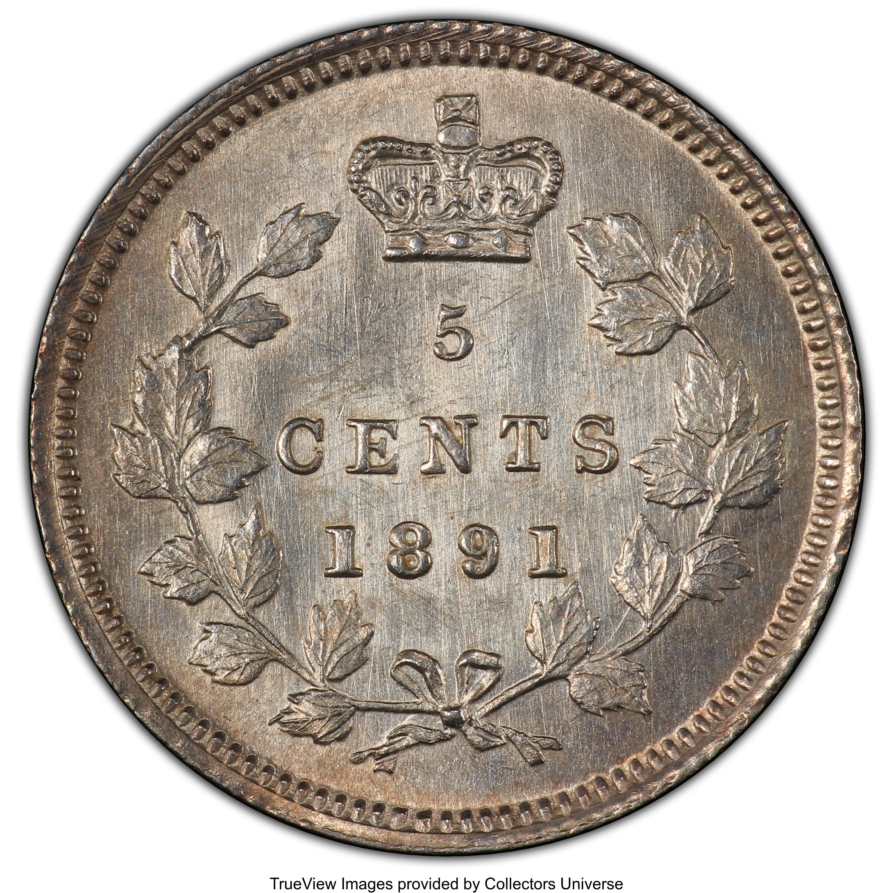 image for: Victoria 5 Cents 1891 MS62 PCGS
