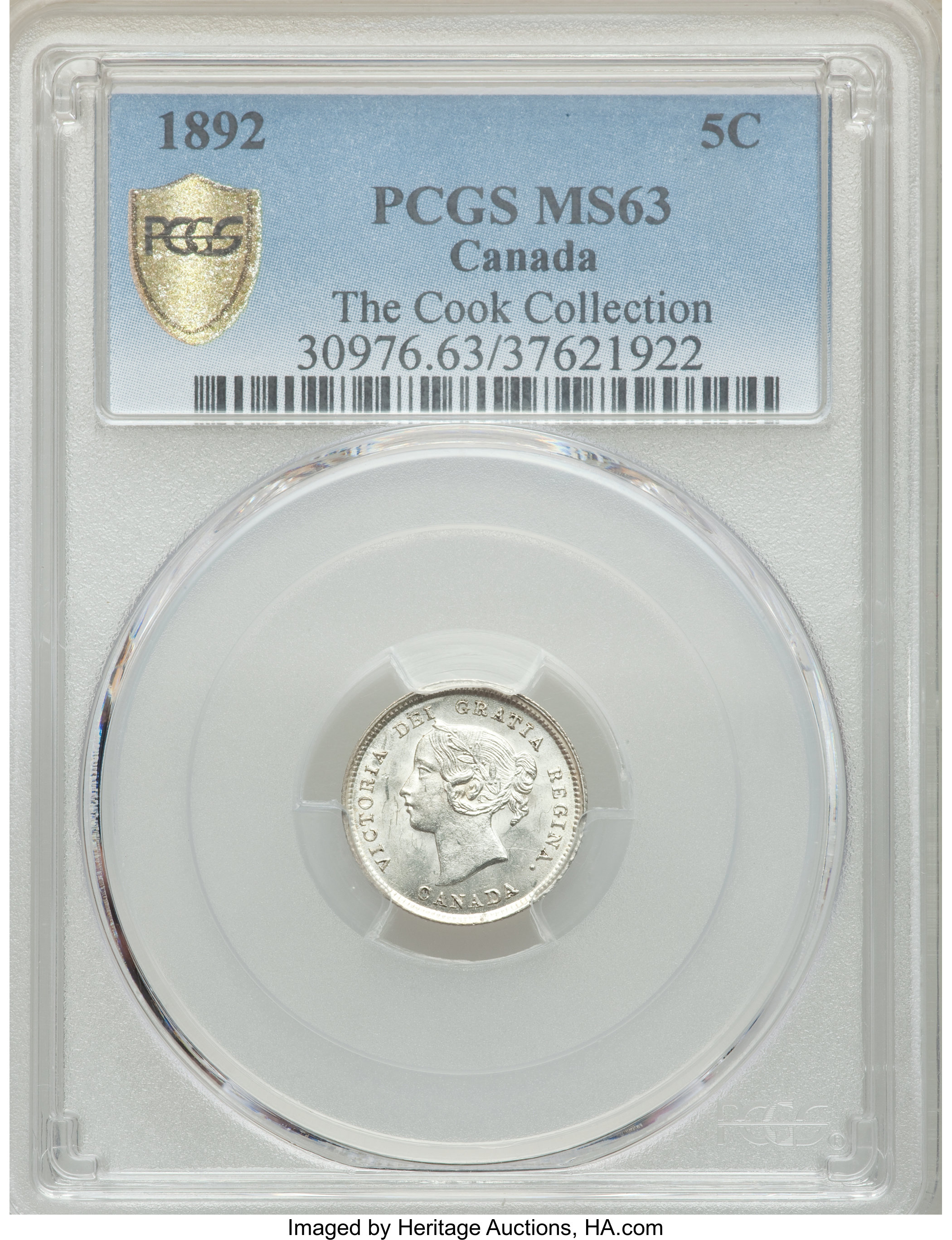 image for: Victoria 5 Cents 1892 MS63 PCGS