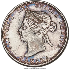 image for: Victoria 25 Cents 1883-H AU Detail (Surfaces Smoothed) PCGS