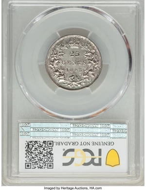 image for: Victoria 25 Cents 1883-H AU Detail (Surfaces Smoothed) PCGS