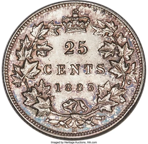 image for: Victoria 25 Cents 1883-H AU Detail (Surfaces Smoothed) PCGS