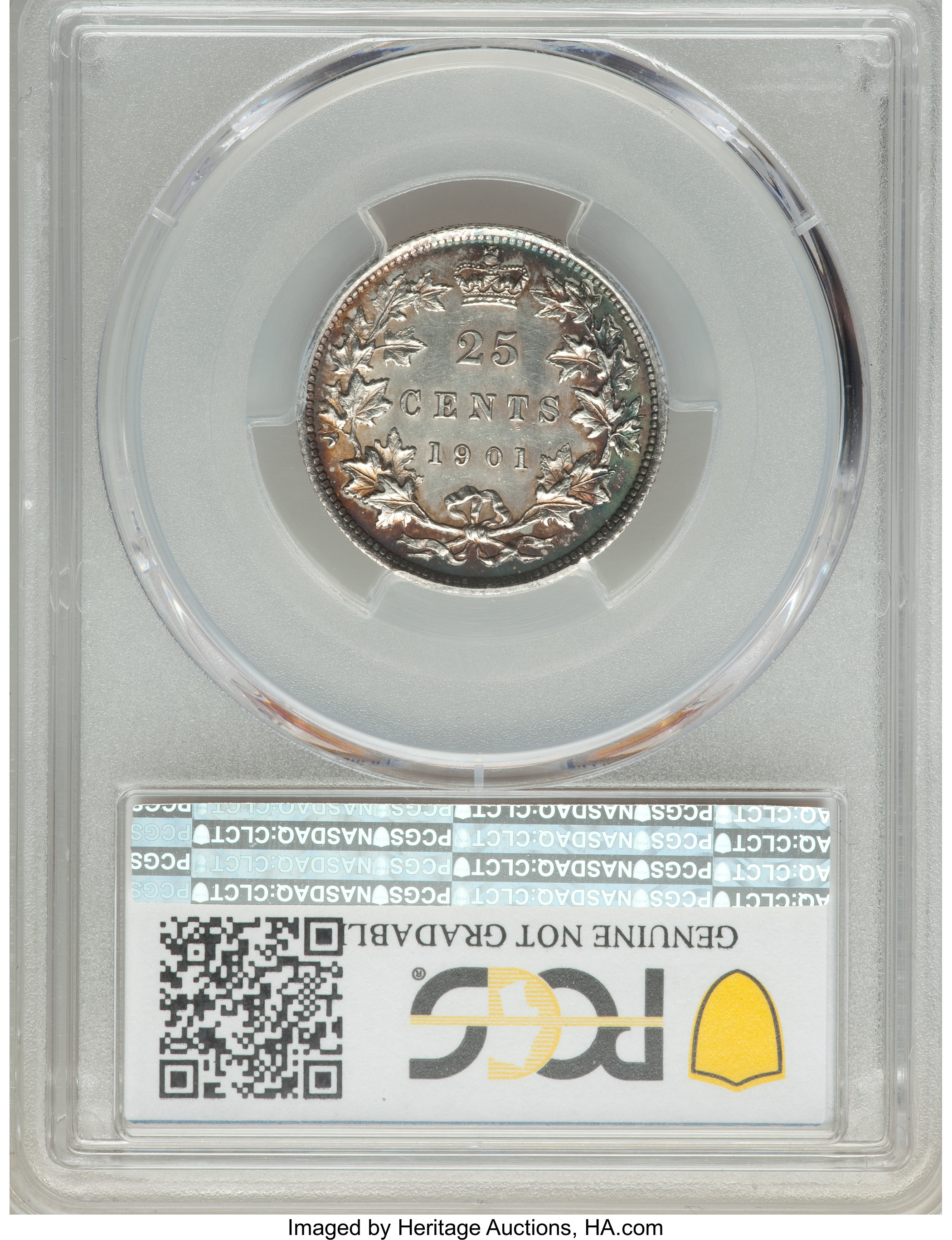 image for: Victoria 25 Cents 1901 UNC Detail (Cleaned) PCGS