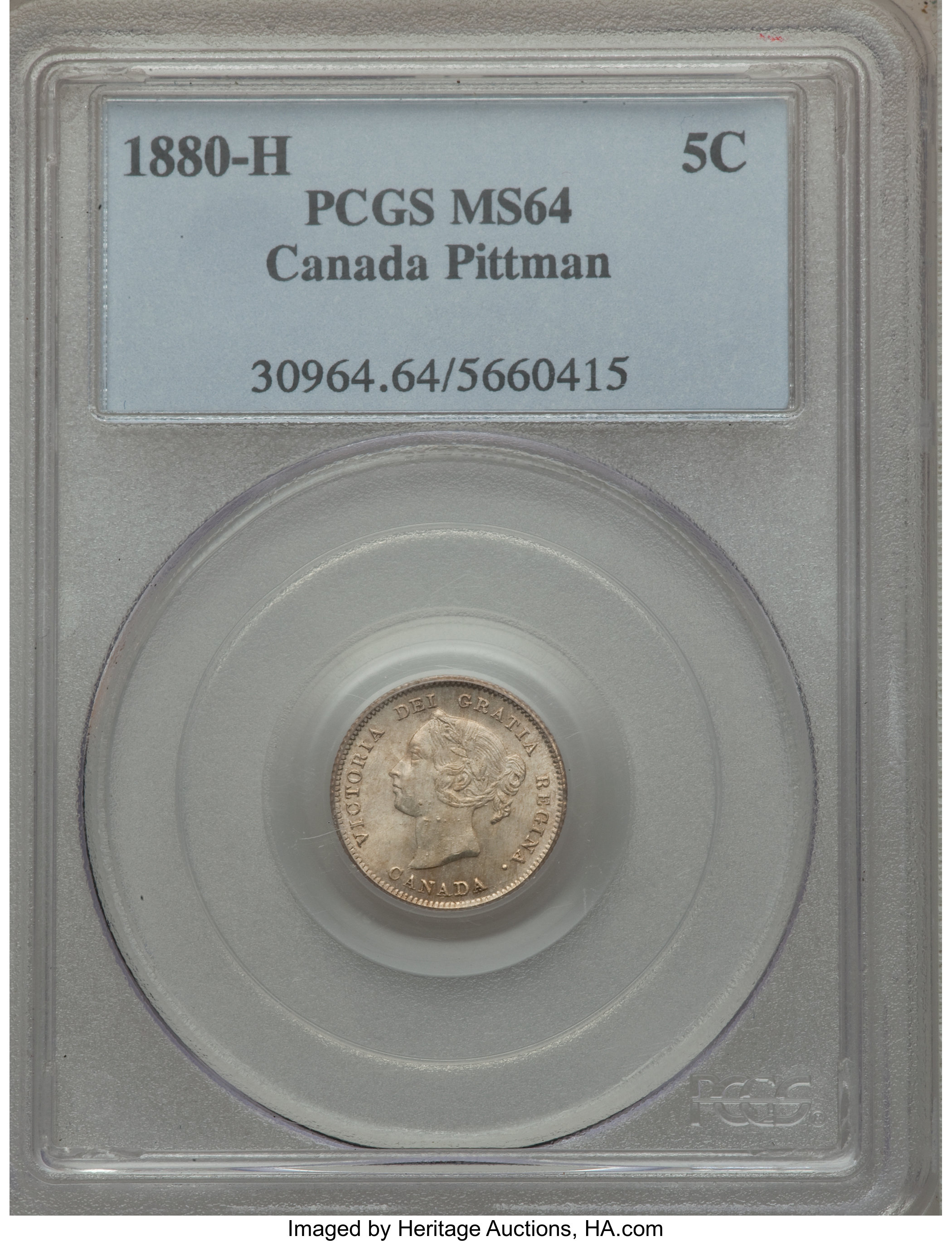image for: Victoria 5 Cents 1880-H MS64 PCGS