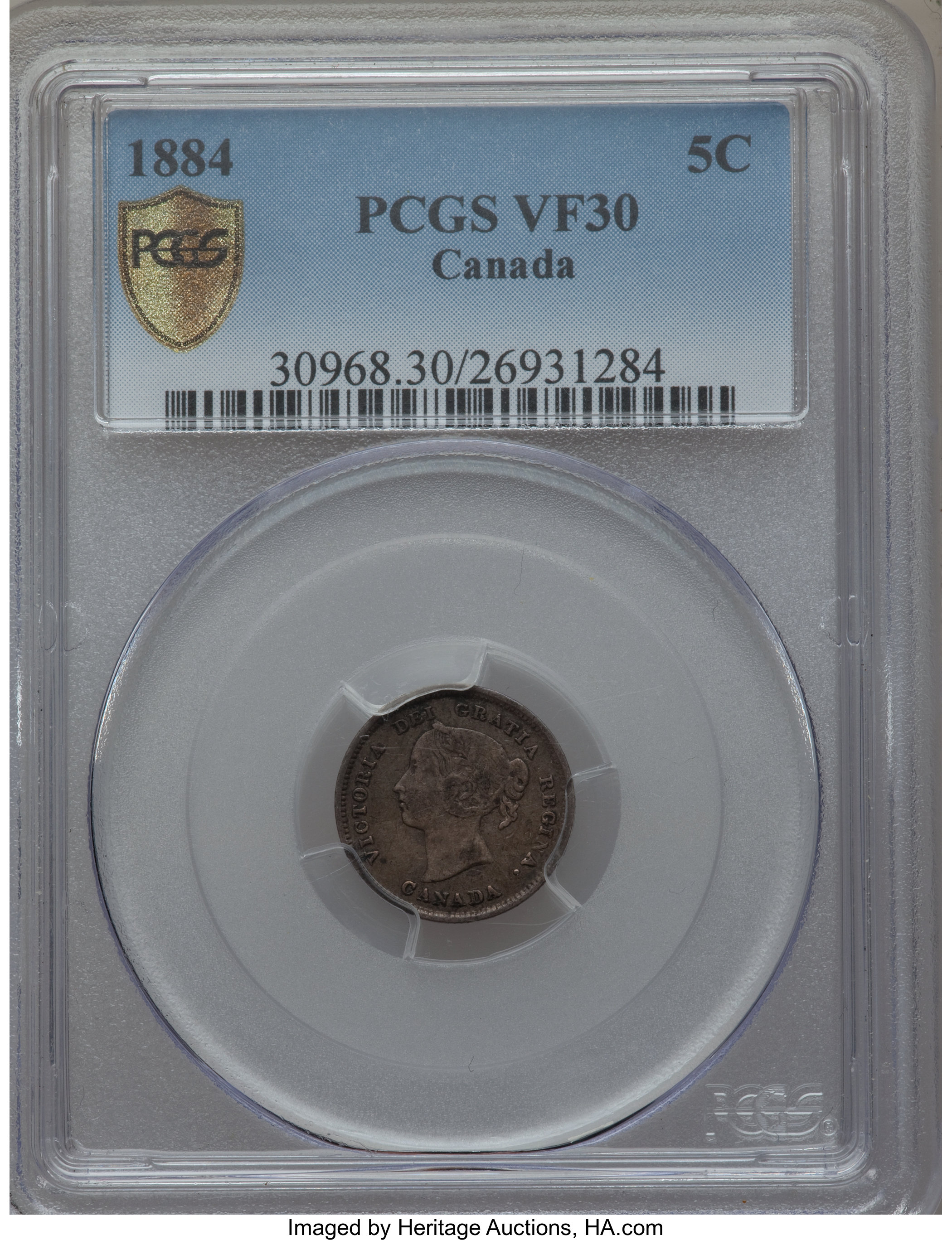 image for: Victoria 5 Cents 1884 VF30 PCGS