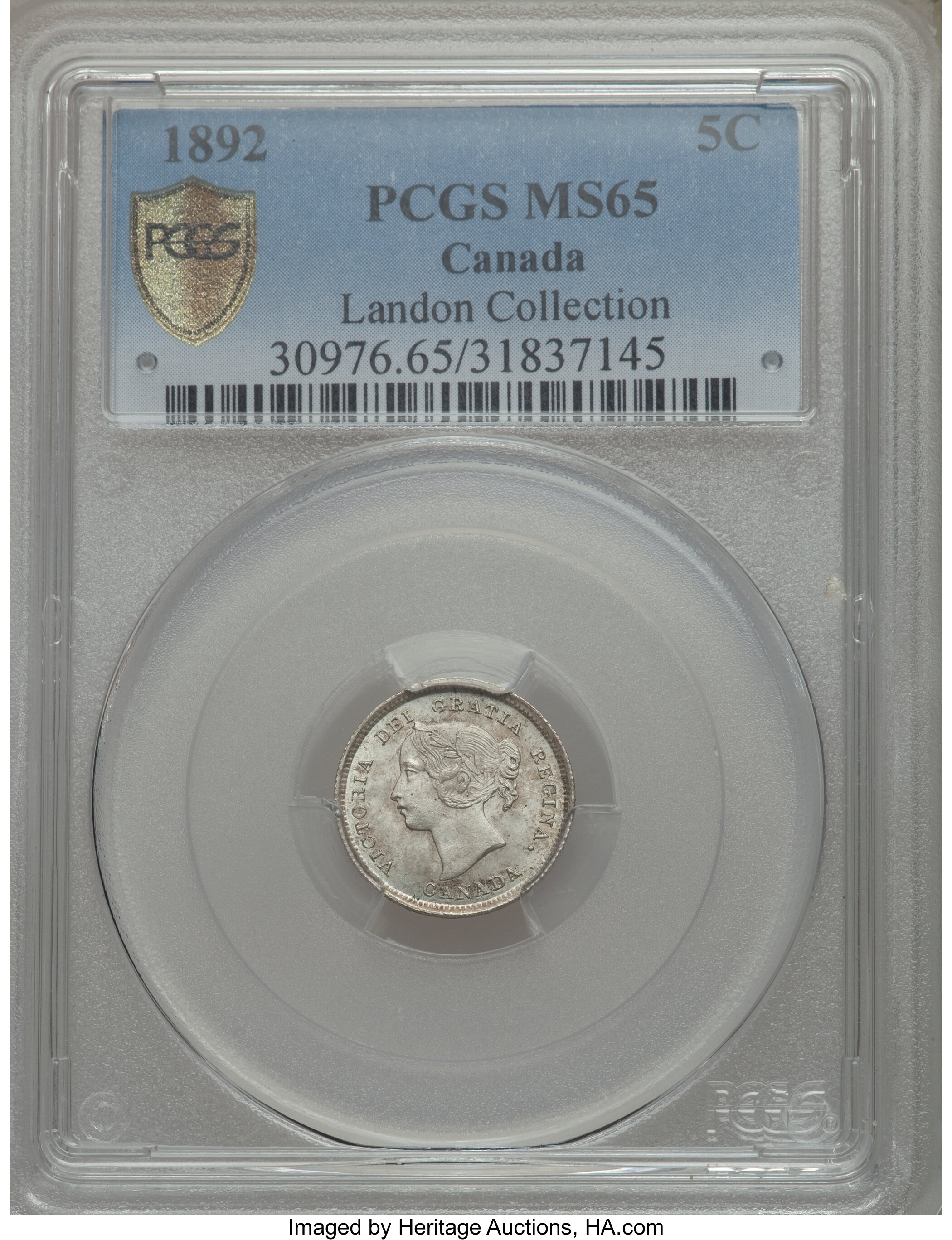 image for: Victoria 5 Cents 1892 MS65 PCGS