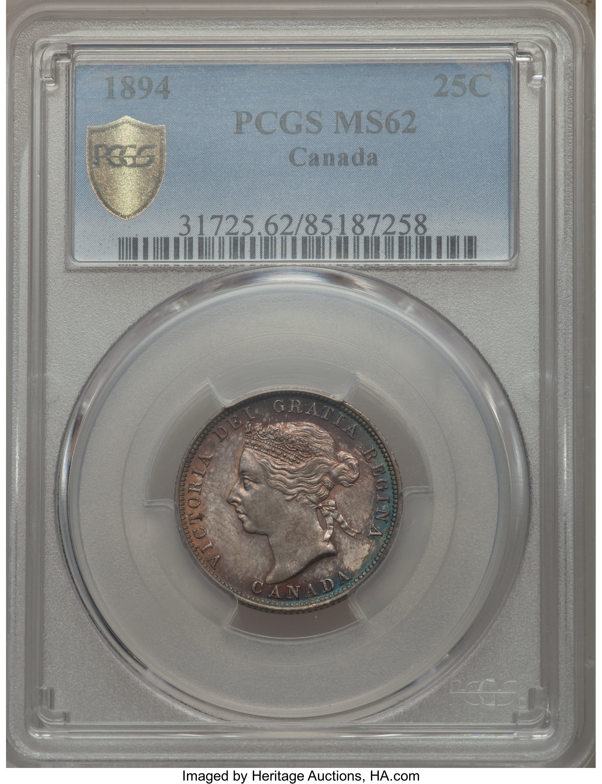 image for: Victoria 25 Cents 1894 MS62 PCGS