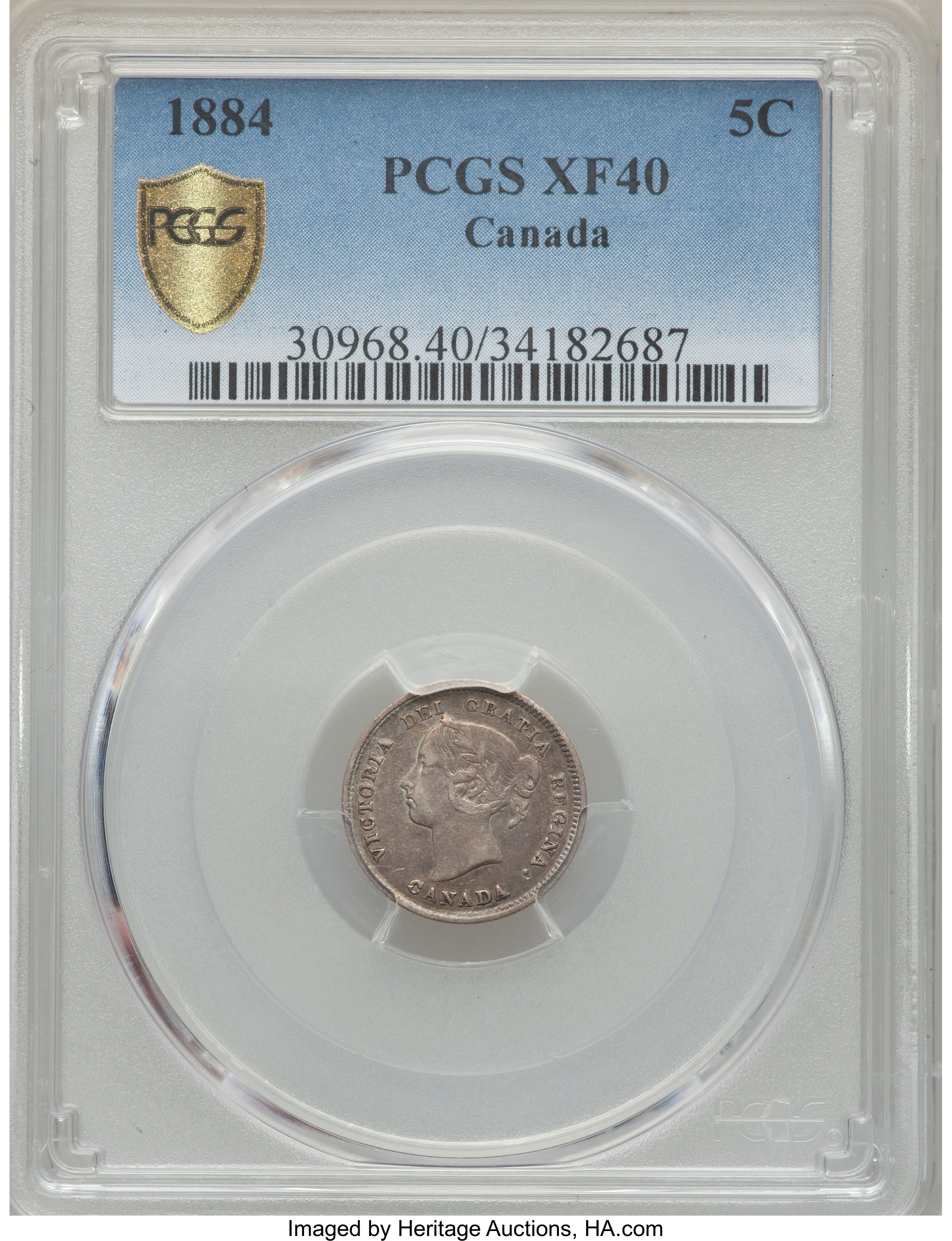 image for: Victoria 5 Cents 1884 XF40 PCGS