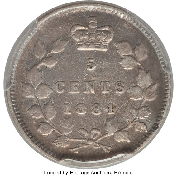 image for: Victoria 5 Cents 1884 XF40 PCGS