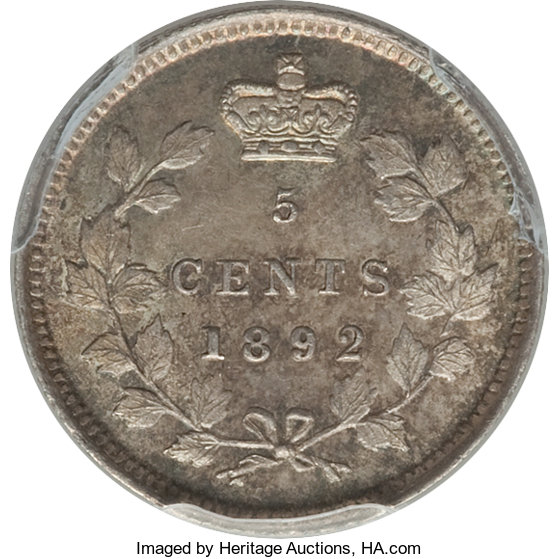 image for: Victoria 5 Cents 1892 MS64 PCGS