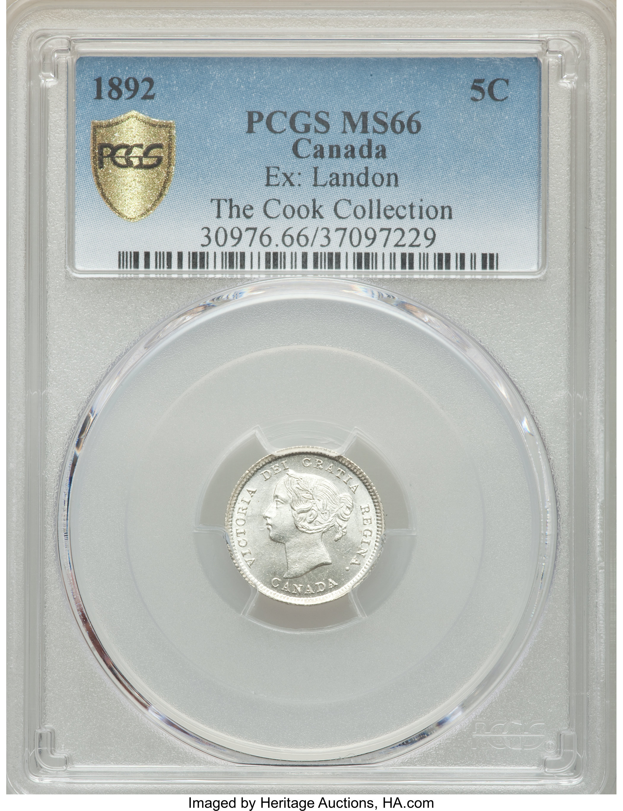 image for: Victoria 5 Cents 1892 MS66 PCGS