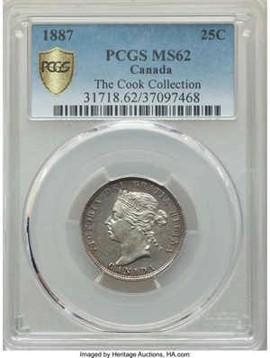 image for: Victoria 25 Cents 1887 MS62 PCGS