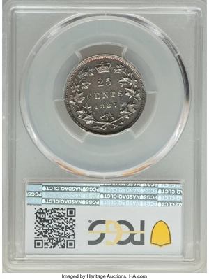 image for: Victoria 25 Cents 1887 MS62 PCGS