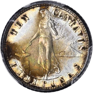 image for: PHILIPPINES. Certified Crowns & Minors, 1907-10. PCGS Genuine--Cleaned, AU Details Secure Holder to MS-65 Secure Holder.