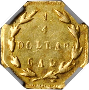 image for: 1870-G Octagonal 25 Cents. BG-763. Rarity-4-. Liberty Head. MS-61 (NGC).