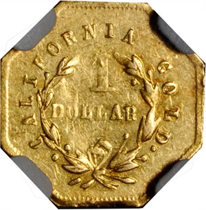 image for: 1871-G Octagonal $1. BG-1109. Rarity-4-. Liberty Head. AU-55 (NGC).