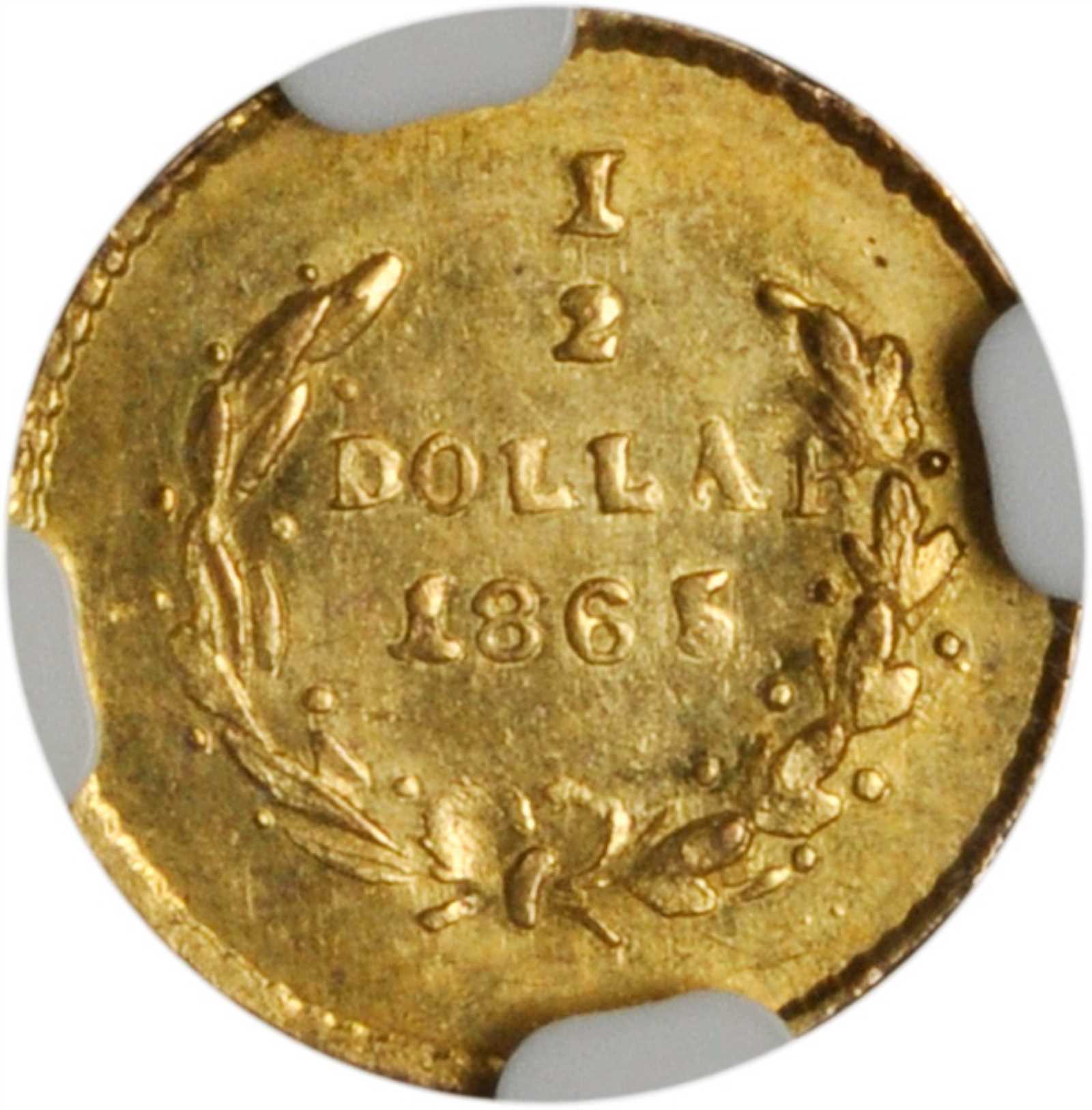 image for: 1865 Round 50 Cents. BG-1005. Rarity-5-. Liberty Head. MS-62 (NGC).