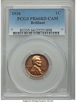image for: 1936 1C Type Two -- Brilliant Finish -- PR66 Red Cameo PCGS....