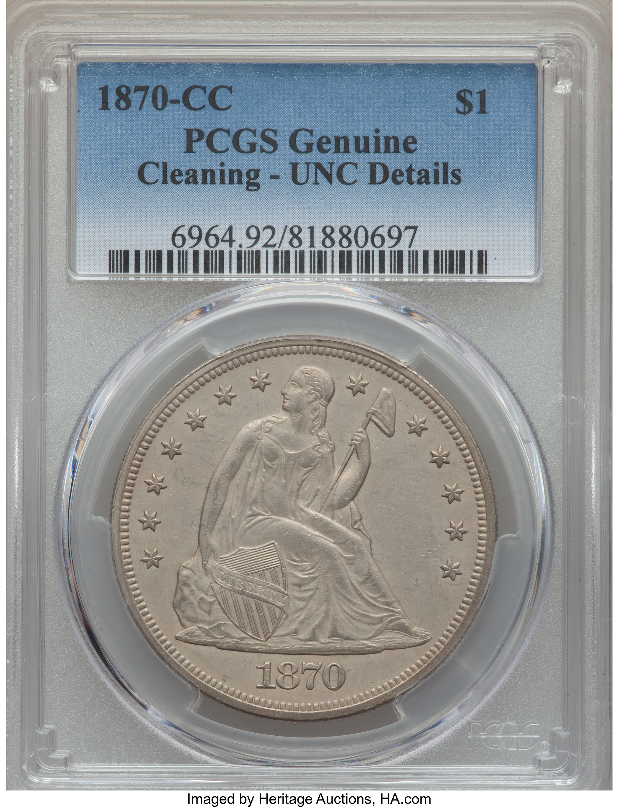 1870-CC $1 MS60 CAC thumbnail 4