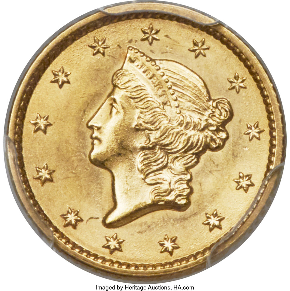 image for: 1849 G$1 Closed Wreath MS66 PCGS....