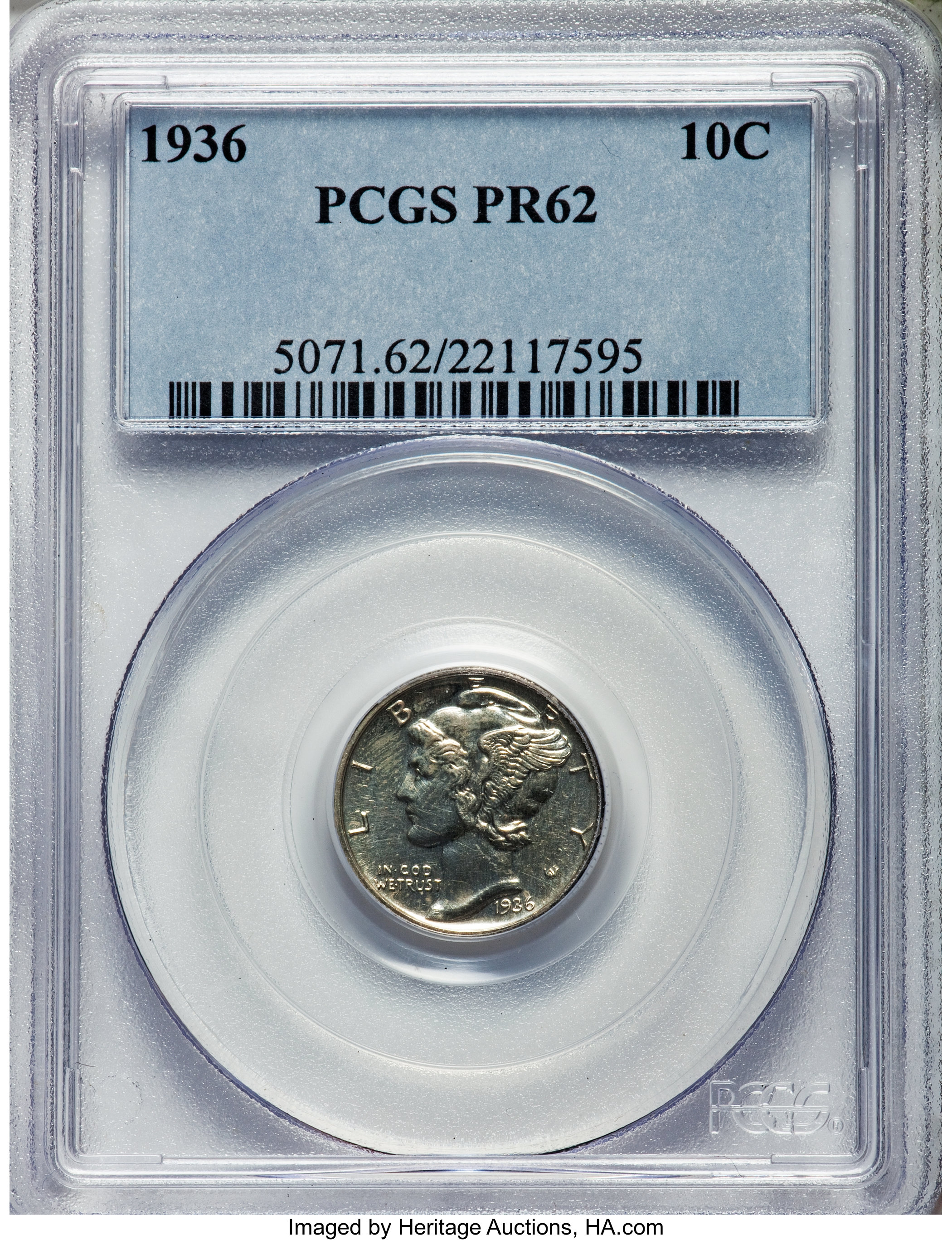 1936 10C PR62 PCGS. PCGS Population: (59/1541). NGC Census: (22/1030). Mintage 4,130. ...