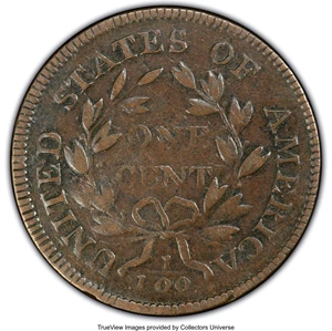 image for: 1798 1C First Hair Style, S-159, B-18, R.3, Fine 15 PCGS. PCGS Population: (3/5). NGC Census: (0/4). Fine 15. ...