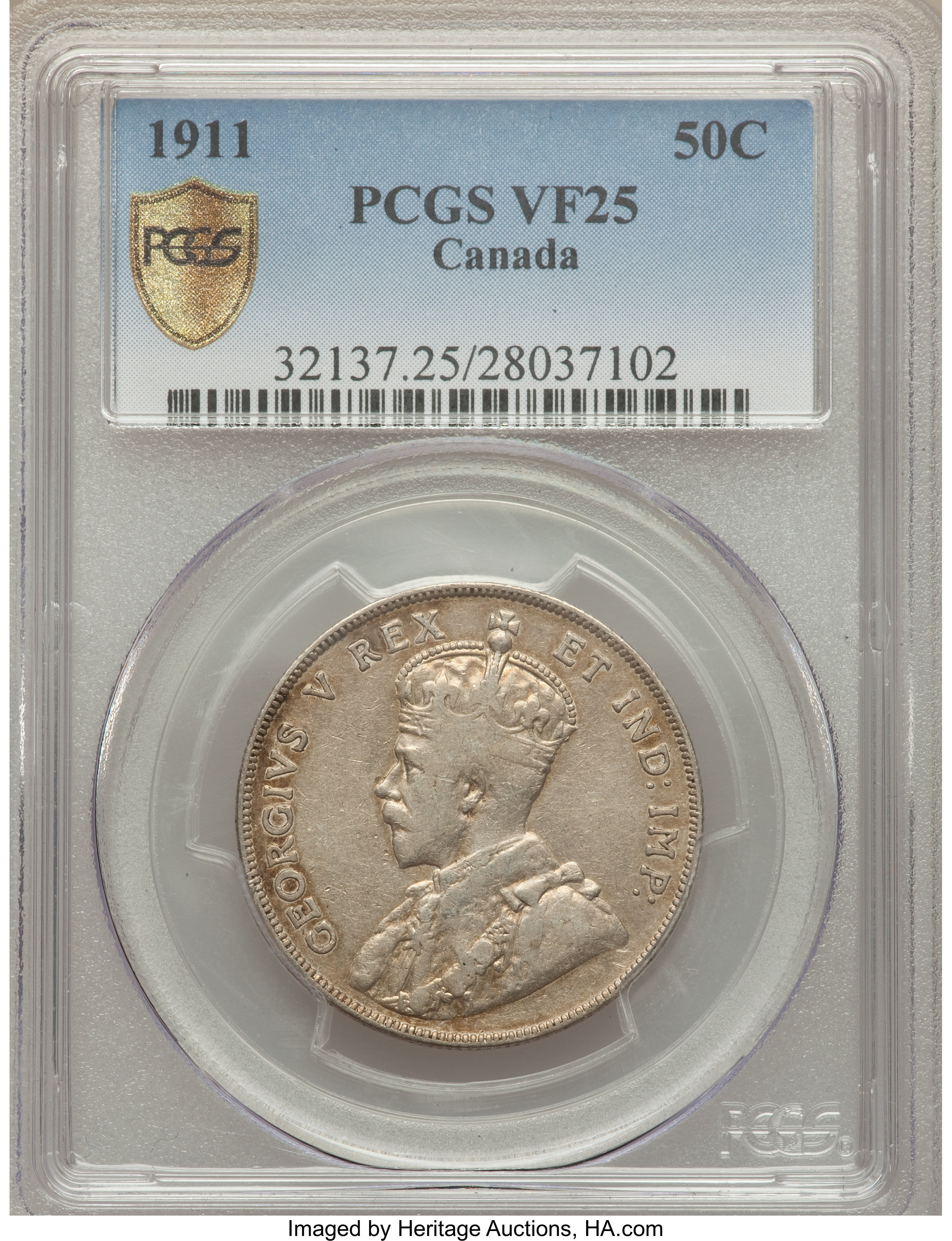 image for: George V 50 Cents 1911 VF25 PCGS