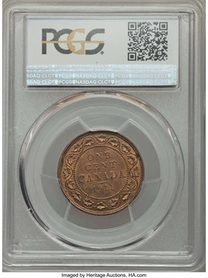 image for: George V Cent 1911 MS64 Red and Brown PCGS