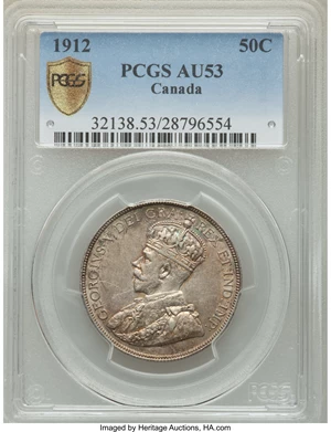 image for: George V 50 Cents 1912 AU53 PCGS