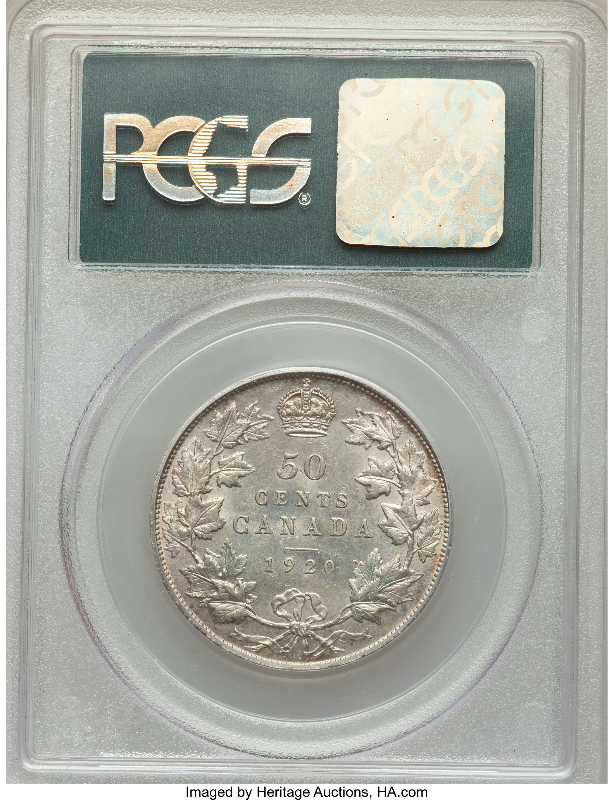 image for: George V 50 Cents 1920 AU58 PCGS