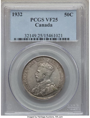 image for: George V 50 Cents 1932 VF25 PCGS