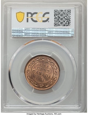 image for: George V Cent 1911 MS65 Red and Brown PCGS