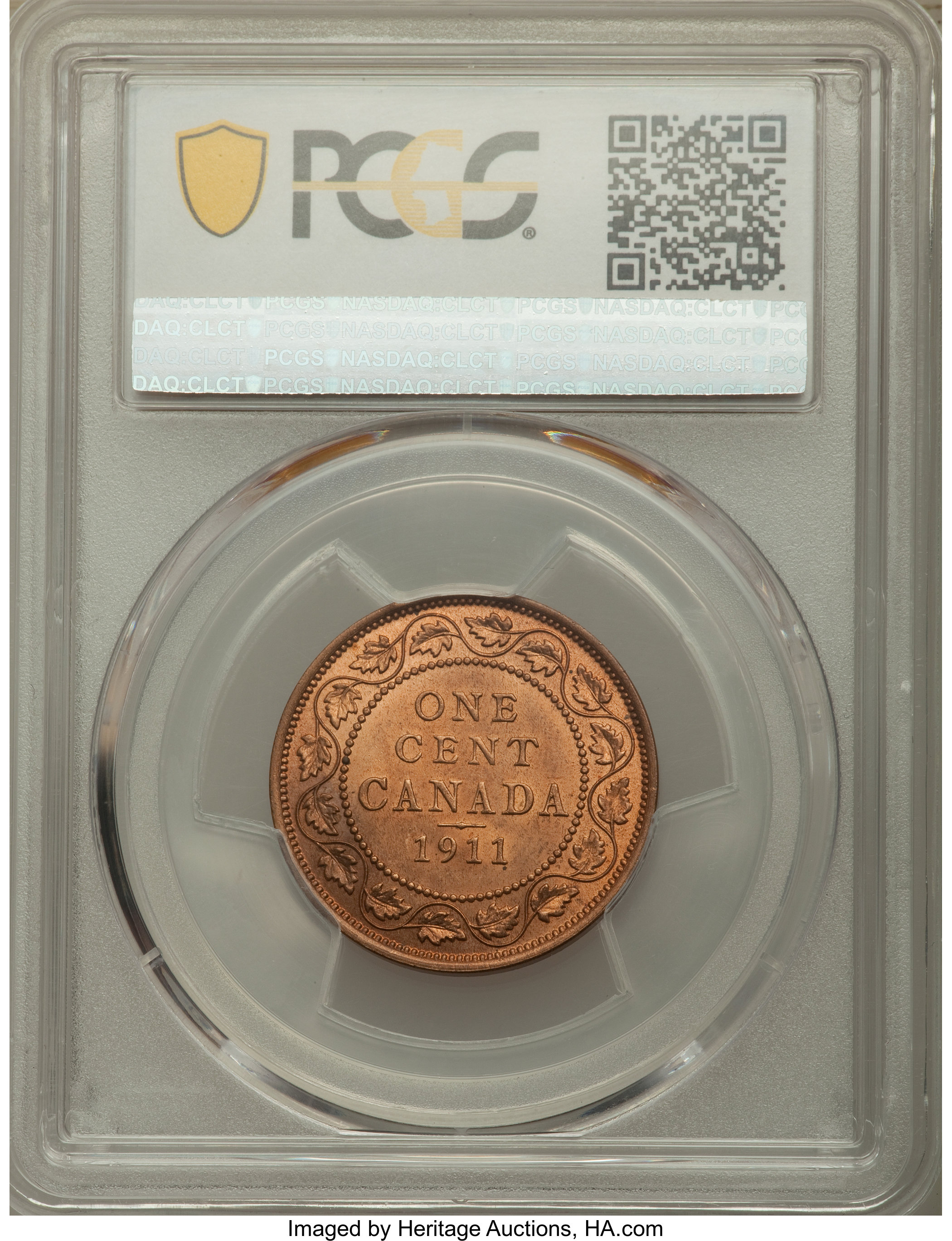 image for: George V Cent 1911 MS64 Red PCGS