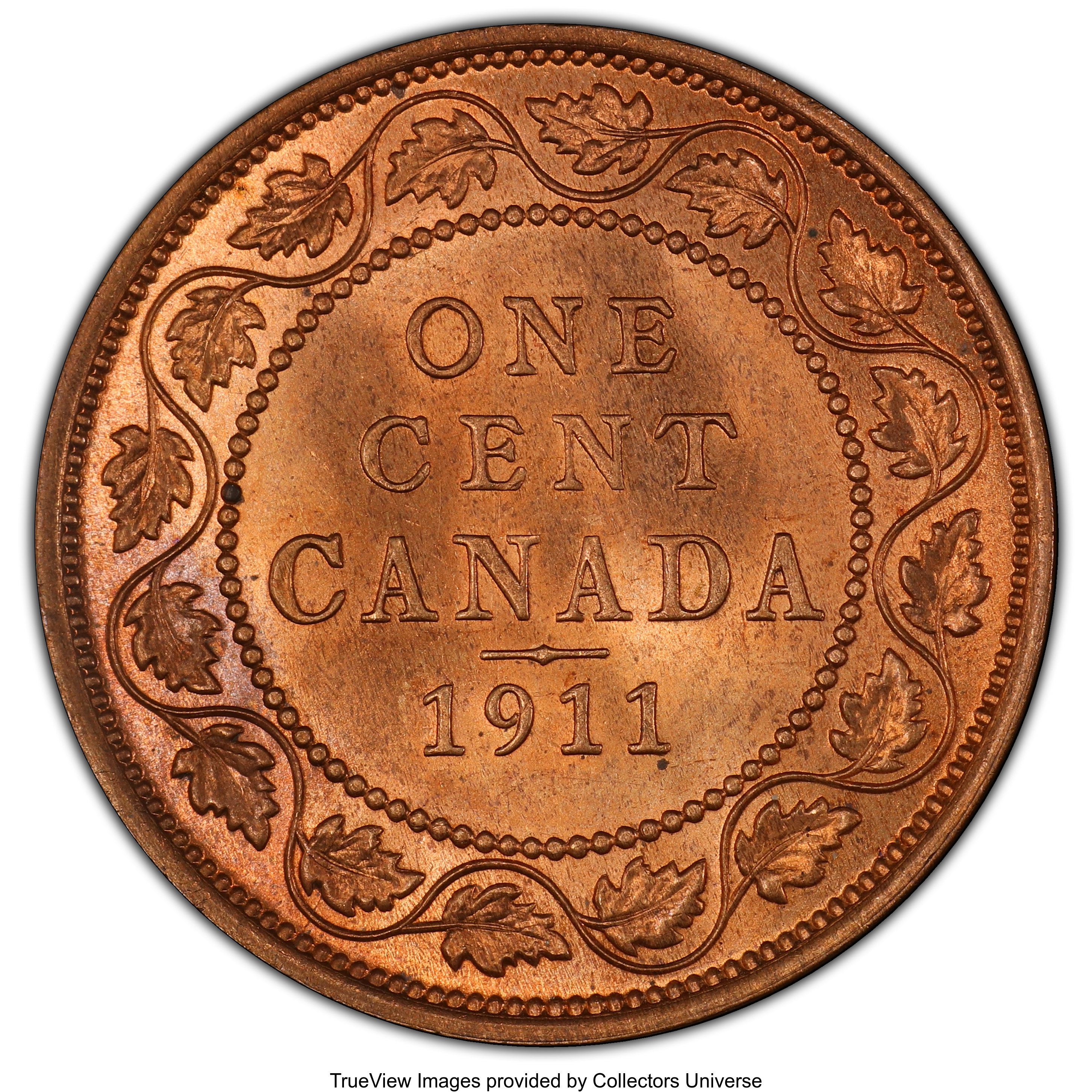 image for: George V Cent 1911 MS64 Red PCGS