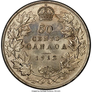 image for: George V 50 Cents 1912 UNC Details (Repaired) PCGS