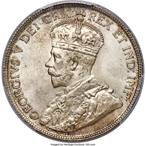 image for: George V 50 Cents 1917 MS64+ PCGS
