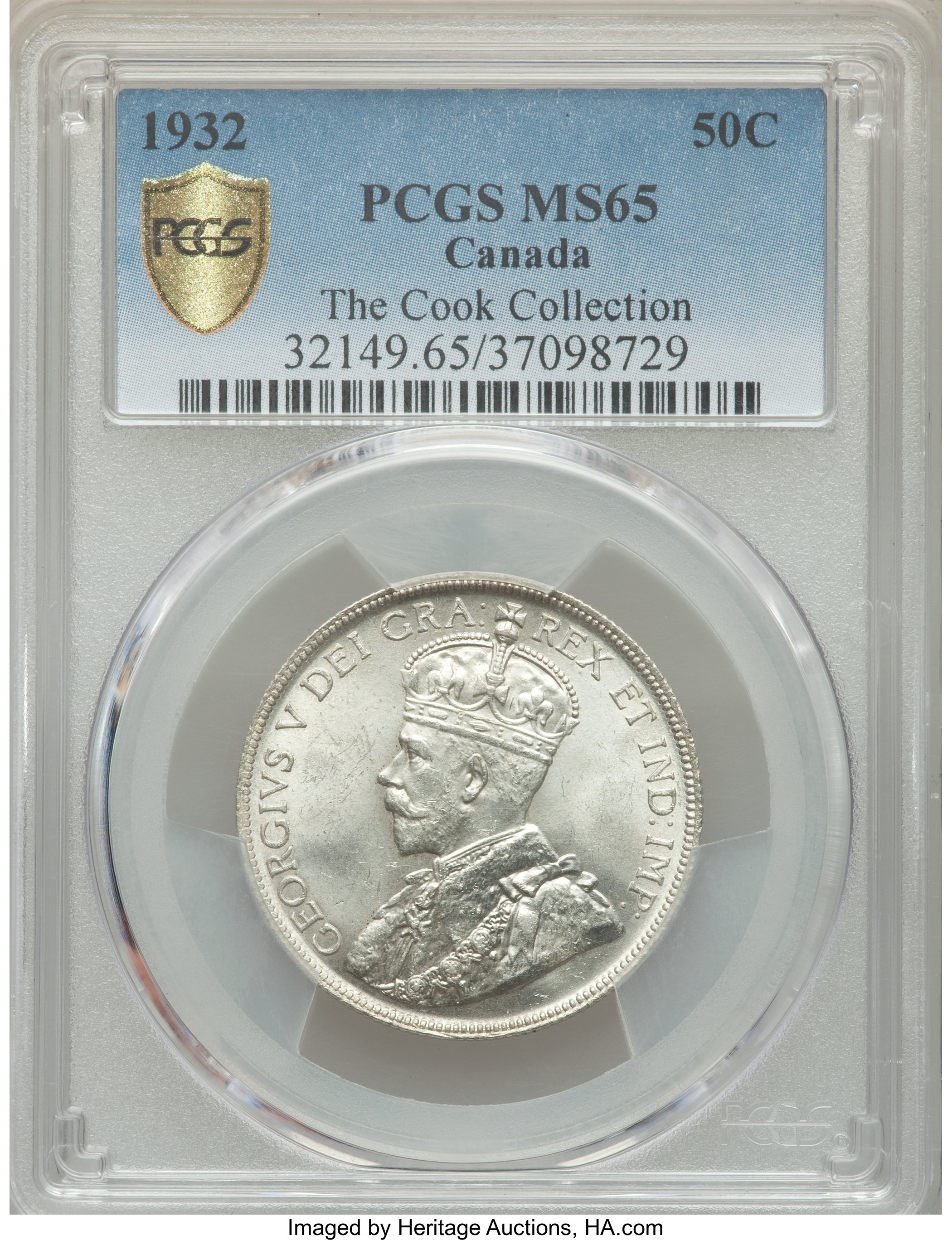 image for: George V 50 Cents 1932 MS65 PCGS