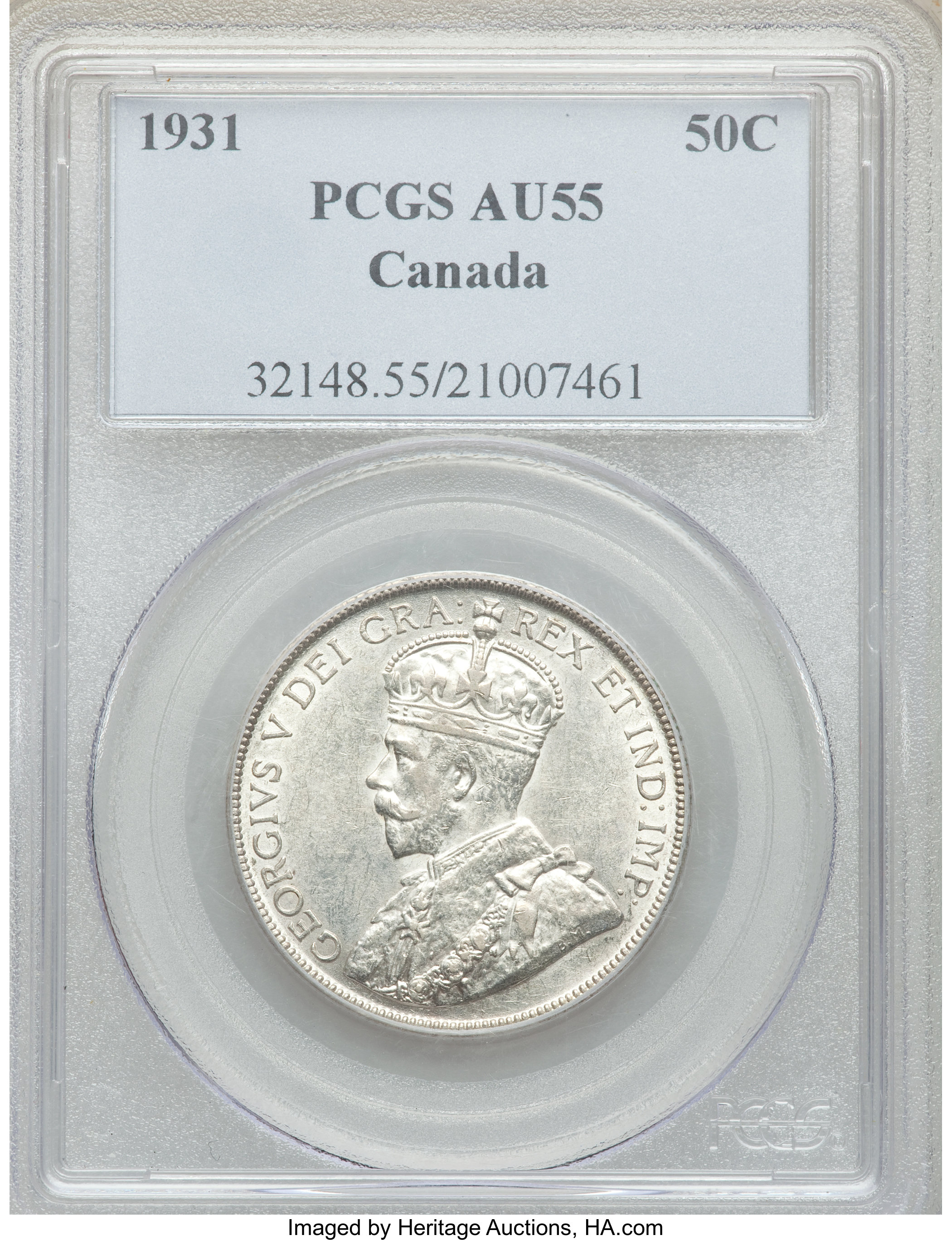 image for: George V 50 Cents 1931 AU55 PCGS