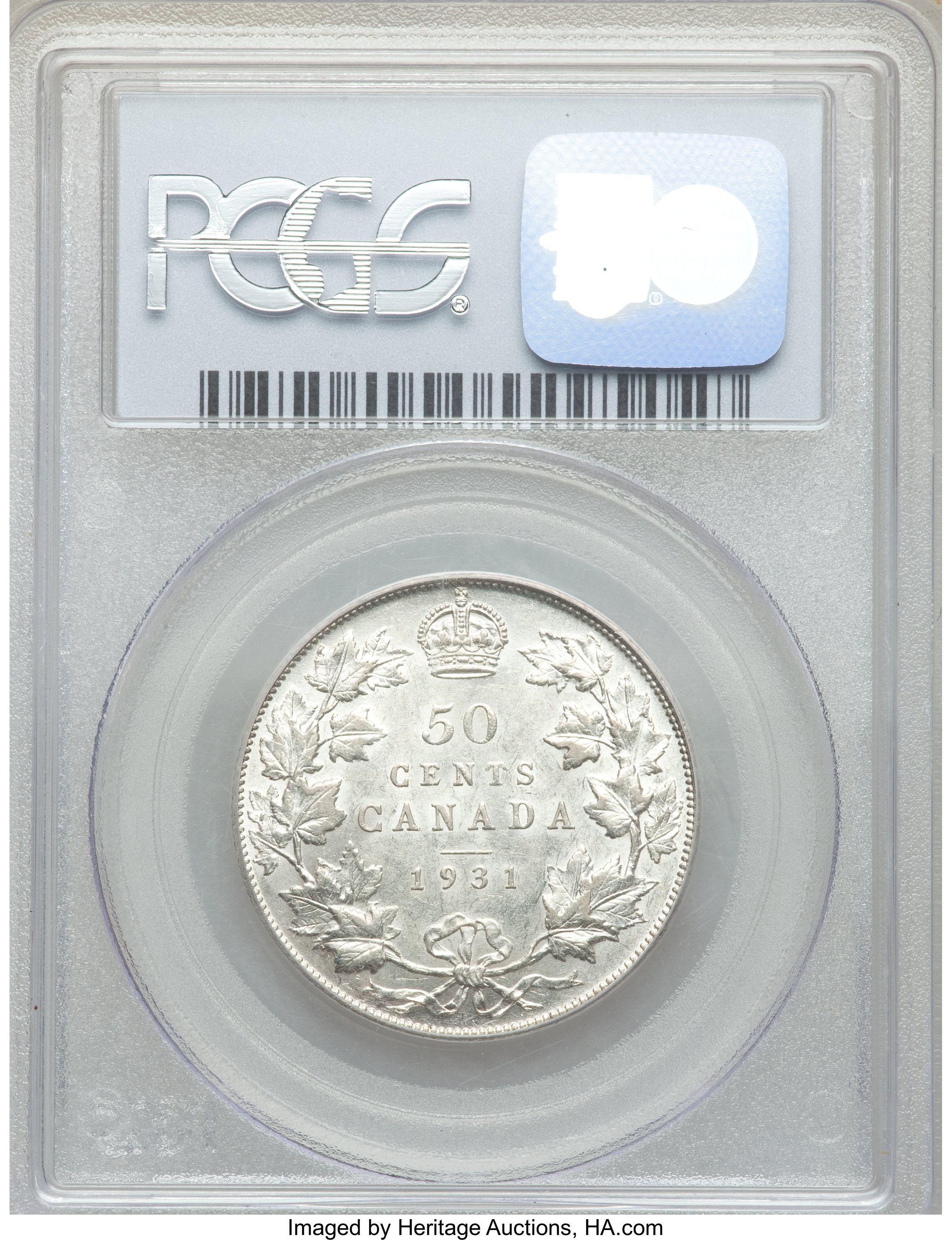 image for: George V 50 Cents 1931 AU55 PCGS