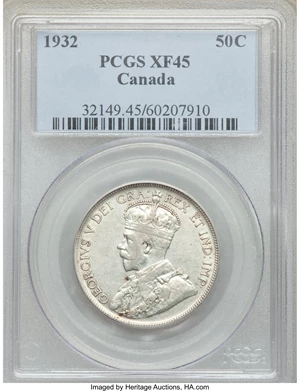 image for: George V 50 Cents 1932 XF45 PCGS