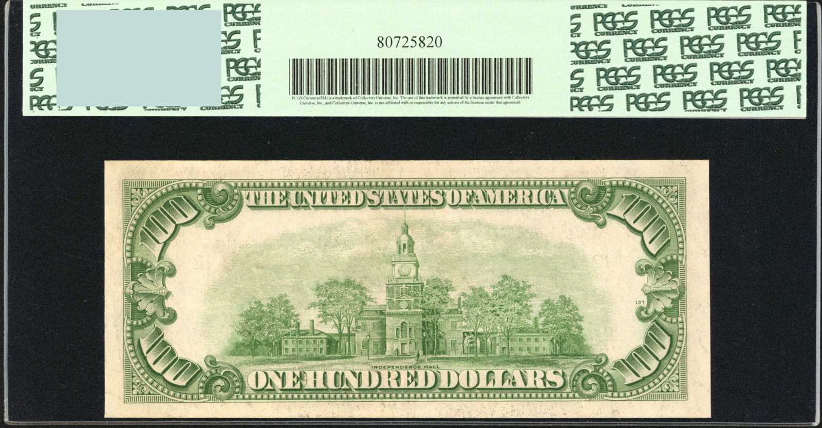 image for: Fr. 2160-L*. 1950C $100 Federal Reserve Star Note San Francisco. PCGS Choice About New 58 PPQ.