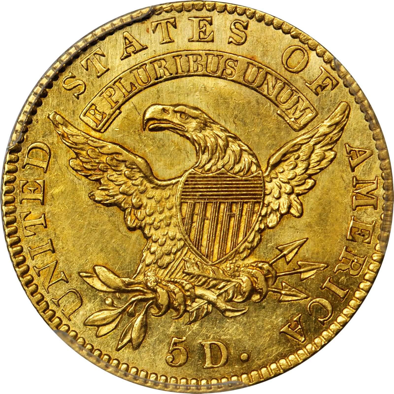 image for: 1820 Capped Head Left Half Eagle. BD-8. Rarity-7+. Curved-Base 2, Small Letters. MS-62 (PCGS).