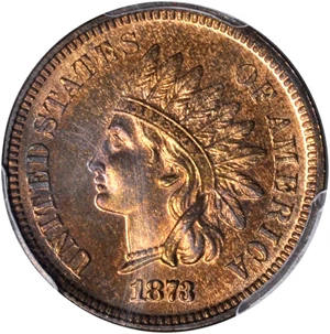 image for: 1873 Indian Cent. Close 3. Proof-66 RB (PCGS). CAC.