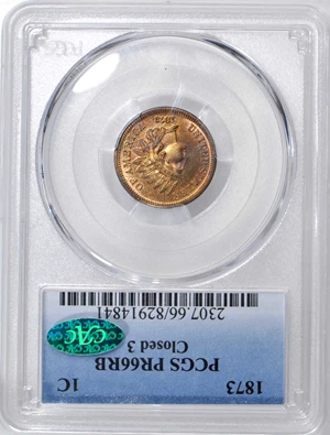 image for: 1873 Indian Cent. Close 3. Proof-66 RB (PCGS). CAC.