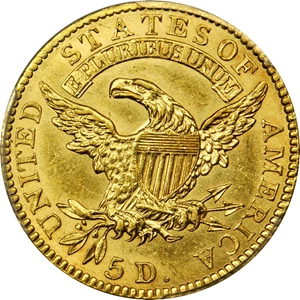 image for: 1818 Capped Head Left Half Eagle. BD-2. Rarity-4. STATESOF. AU-58 (PCGS).