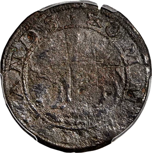 image for: Undated (Circa 1616) Sommer Islands Shilling. BMA Type I, W-11460. Small Sail. Fine Details--Environmental Damage (PCGS).