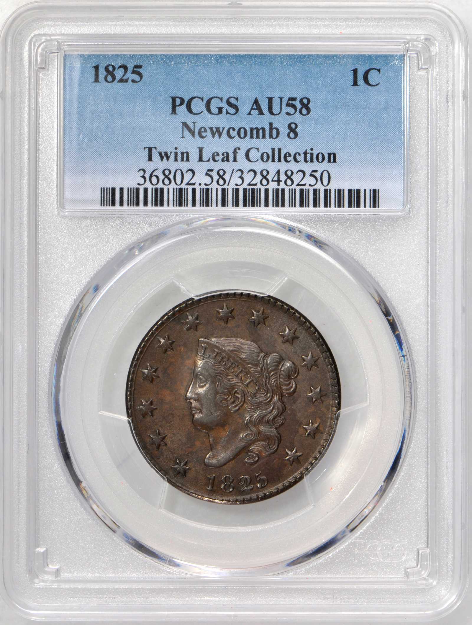 image for: 1825 Matron Head Cent. N-8. Rarity-3. AU-58 (PCGS).