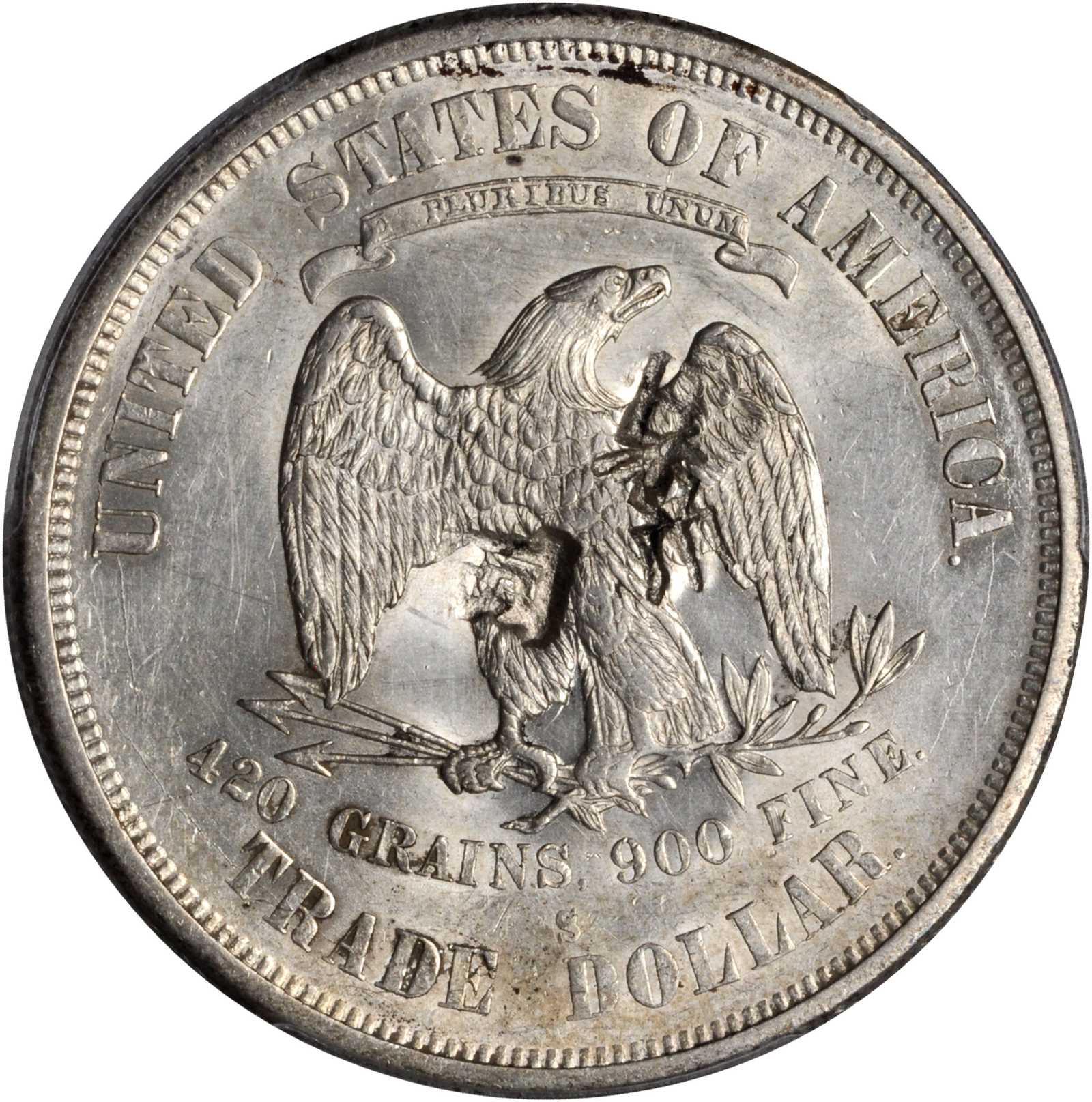 image for: 1875-S Trade Dollar. Type I/I--Chopmark--AU Details--Cleaning (PCGS).